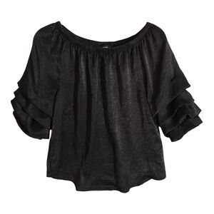 Catherine Malandrino Women's Black Off Shoulder Bubble Sleeve Top‎ Blouse size M
